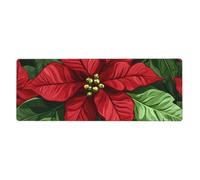 Red Flower Mouse Pad Large 80x30cm Poinsettia Gaming Mouse Mat with Non-Slip Rubber Base Desk Mat for Office and Home Use