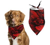 Red Flower on Black Easter Dog Bandanas for Small Medium Large Dogs,Cat Dogs,Pet Scarf - Polyester Cute Bibs.Triangle Pet Scarf for Puppy Pet,Personalized Birthday/Party Fun Idea Gift