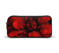 Red Flower on Black Large Pencil Case Portable Pencil Bag with Zipper Stationery Organizer Simple Storage Aesthetic Stationery for Office College Adult Use