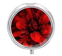 Red Flower on Black Pill Box, 3 Compartment Small Pill Case Waterproof Travel Pill Organizer for Pocket Or Purse Portable Mini Medicine Tablet Vitamin Holder Pill Case