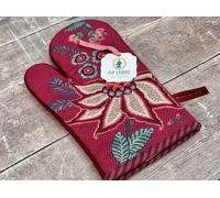 Red Flower Patterned Oven Glove
