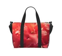Red Flower Petals Printed Travel Duffel Bag for Women Men - Weekend Overnight Bags with Adjustable Shoulder Strap and Handle