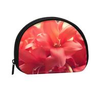 Red Flower Petals Prints Coin Purse Shell Mini Pouch Wallet Change Bag for Women Girls Kids