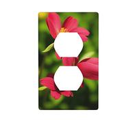 Red Flower Print Power Outlet Cover Interesting Wall Panel Light Switch Cover Bedroom Kitchen Living Room Decorative Dual Power Outlet Wall Panel Light Switch 4.50 "X 2.76"