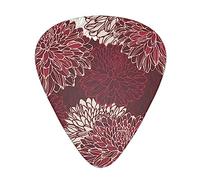 Red Flower Printed Guitar Picks Personalized Guitar Plectrums 12 Pcs For Acoustic Guitar Electric Guitar And Bass Bulk Guitar Pick One Size