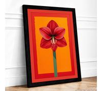 Red Flower Rising Geometric Framed Wall Art Print A4 Black | Ready to Hang, Premium Gi Paper, Fade-Resistant Inks, Securely Packaged, UK Made