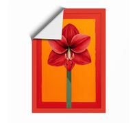Red Flower Rising Geometric Unframed Wall Art Print A3 (42×29.7cm), Wall Decor for Living Room, Bedroom, Office & Home, Art Gift