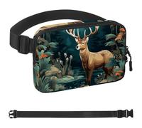 Red Flower River Deer-1899 Unisex Style Fanny Pack: Fashion Waist Packs, Crossbody Bags Sport Slim Fashionable for Jogging Hiking Hiker Woman Man, Multicolor, 1.5x9.0x5.9in/4x23x15cm