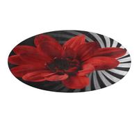 Red Flower Round Rug Soft Absorbent Bath Mat Entryway Anti Slip Rugs Farmhouse Front Back Door Mat 60 * 60cm for Bedroom Living Room Home Decorative