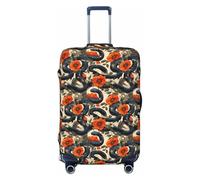 Red Flower Snake Print Travel Luggage Covers, Washable Suitcase Covers Protector for Luggage 18-32 Inch High Elasticity, Black, Small