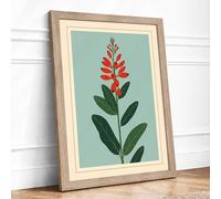 Red Flower Specimen Botanical Framed Wall Art Print A2 (59.4×42cm) Oak, Wall Decor for Living Room, Bedroom, Office & Home, Ready to Hang, Art Gift