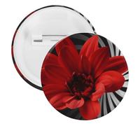 Red Flower Tinplate Badge Personalized Round Brooch Large Craft Button Suitable for Teachers, Nurses, Doctors, Staff, Party Gift Accessories, style, 12 Pieces