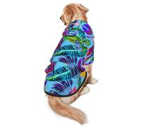 Red Flower Tropical Plant Dog Hoodie for Medium Large Dogs, Warm Soft Pet Sweatshirt, Easy to Wear Jumper Clothes