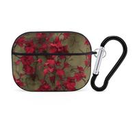 Red Flower Vine AirPod Pro Case, Anti Scratch Hard PC Cover with Keychain, AirPod Pro 2nd/1st Case Accessories for Women Men, Black-Style
