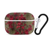 Red Flower Vine AirPod Pro Case, Anti Scratch Hard PC Cover with Keychain, AirPod Pro 2nd/1st Case Accessories for Women Men, White-Style