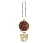 Red Flower Vine Car Hanging Pendant, Zinc Alloy Rearview Mirror Charms - Relieve Visual Fatigue, Vintage Keychain Pendant, Lucky Car Interior Hanging Decoration, Golden-Style
