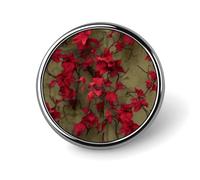 Red Flower Vine Round Badge for Men Women, Durable & Stylish Lapel Pins, Lightweight Metal Badges for Shirts, Jackets, Hats
