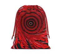 Red Flower Vortex Spiral Print Gift Reusable Bag Drawstring Festive Birthday Presents Daily Storage Office Supplies
