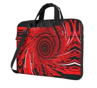 Red Flower Vortex Spiral Print Ultra Slim Portable Shoulder Laptop Bag For Work Business Travel 13 14 15.6 Inch, Black, 14 inch