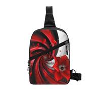 Red Flower Vortex Spiral Printed Chest Bag Shoulder Sling Bag for Men Women, Foldable Outdoor Crossbody Chest Packs Sport Daypacks