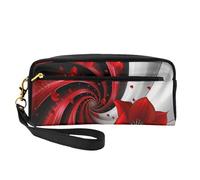 Red Flower Vortex Spiral Printed Cosmetic Bags for Women Mom, Stylish & Portable Leather Makeup Bag Cute Gifts Travel Toiletry Bag with Zipper