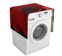 Red Flower Washing Machine Cover with Storage Pockets Washer Dryer Top Dust Cover 54.3" X 20.5" Refrigerator Kitchen Protective Pads Home Decor