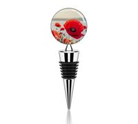 Red Flower Wine Stopper Zinc Alloy Beverage Bottle Stopper Reusable Leak Proof Wine Cork Cute Champagne Saver Decorative Bottle Sealer Plug Gift for Men Women