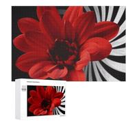 Red Flower Wooden Puzzles for Adults 1000 PCS Unique Shape Puzzles Wall Art Home Decor for Puzzle Lovers, Family, Friend Creative Gift Toys