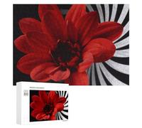 Red Flower Wooden Puzzles for Adults 300 PCS Unique Shape Puzzles Wall Art Home Decor for Puzzle Lovers, Family, Friend Creative Gift Toys