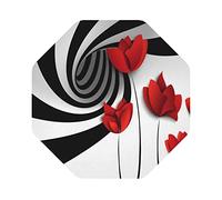 Red Flower6-Piece Set Of Leather Coasters,Available In 4 Shapes,Suitable For Beverage And Coffee Coasters,Perfect For Home And Office Decoration, Protecting Desktops