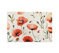 Red Flowers Are Carried By The Wind 1000 Piece Jigsaw Puzzles For Adults Wooden Puzzles For Adults Gifts Home Decor