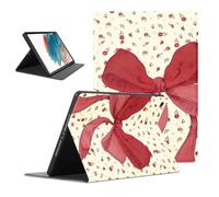 Red Flowers Bow Pattern Tablet Case for Samsung Galaxy Tab A7 2020 SM-T500,T505,T507 10.4'', Cute Big Knot Print Pattern Design Cover for Boy Girl, Protective Funda Flip PU Leather Cases Adjustable
