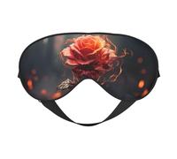 Red Flowers Burning Sleep Mask for Women & Men - Double-Sided Eye Mask with Adjustable Strap, Soft Silky Feel, Light-Blocking & Breathable for Travel, Nap, Shift Work, Yoga