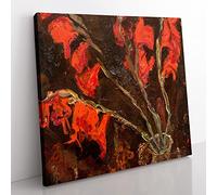Red Flowers by Chaim Soutine Classic Painting Canvas Wall Art Print Ready to Hang, Framed Picture for Living Room Bedroom Home Office Décor, 35x35 cm (14x14 Inch)