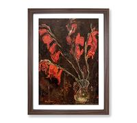 Red Flowers By Chaim Soutine Classic Painting Framed Print | A3 Walnut Framed Wall Art | Ready to Hang | Classic Floral Picture | Living Room Bedroom Lounge Office