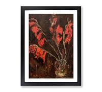 Red Flowers By Chaim Soutine Classic Painting Framed Wall Art Print, Ready to Hang Picture for Living Room Bedroom Home Office Décor, Black A2 (64 x 46 cm)