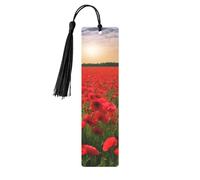 Red Flowers Field Printed Metal Bookmarks M - Black Lightweight Aluminium Book Marker for Books, Journals & Gifts, Ideal Book Lovers, Holiday Decor & Crafts