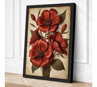 Red Flowers in Bloom Canvas Wall Art Print 24x16 Inch (61 x 41 cm)