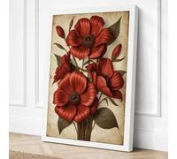 Red Flowers in Bloom Canvas Wall Art Print 24x16 Inch (61 x 41 cm)