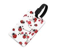 Red Flowers Luggage Tag for Suitcase Cute ID Tags Travel Baggage Identifier Labels Black-Style