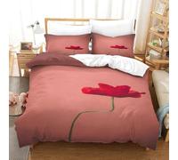 Red Flowers Super King Size Duvet Cover Set Plants Bedding 3D Soft Comfort Microfiber Quilt Cover 220x260 cm with Zipper Closure and 2 Pillowcases for Kids Teenager Adults P.1031