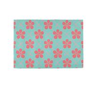 Red Flowers Teal Background Decorative nonslip placemats for dining table plastic farmhouse decor placemats tapetes para mesa de comedor set of 6 12x18