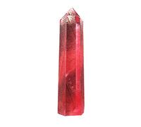 Red Fluorite Crystal Hexagonal Wand Healing Stone Decorative | Quartz Treatment Point, Striped Crystal Detail, Christmas Party and Housewarming Display Accent