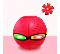 (Red) Flying Ball UFO Throw Disc Outdoor Kids Flying UFO 3 LED Light Toy