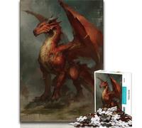 Red Flying Dragon JigsawPuzzle 1000 Pieces for Adults,Learning Educational Toys Family Games with Matching Poster And Trivia Sheet 50x75cm