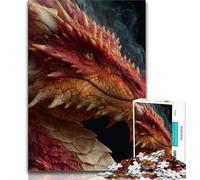 Red Flying Dragon JigsawPuzzle 1000 Pieces for Adults,Toys Educational Games Stress Relieving Suitable for Desktop Decoration (38x26cm)