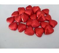 RED FOIL CHOCOLATE LOVE HEARTS WEDDING FAVOURS X50