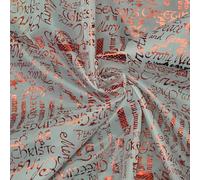 Red Foil 'Christmas Greetings' Taffeta Fabric, White