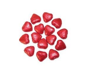 Red Foil Covered Chocolate Hearts x 50
