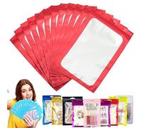 Red Foil Ziplock Bags Small Smell Proof Bag Mylar Holographic Packaging,100pcs 7x10cm Resealable Storage Pouches Grip Seal Clear Plastic for Food Storage,Jewelry,Electronics